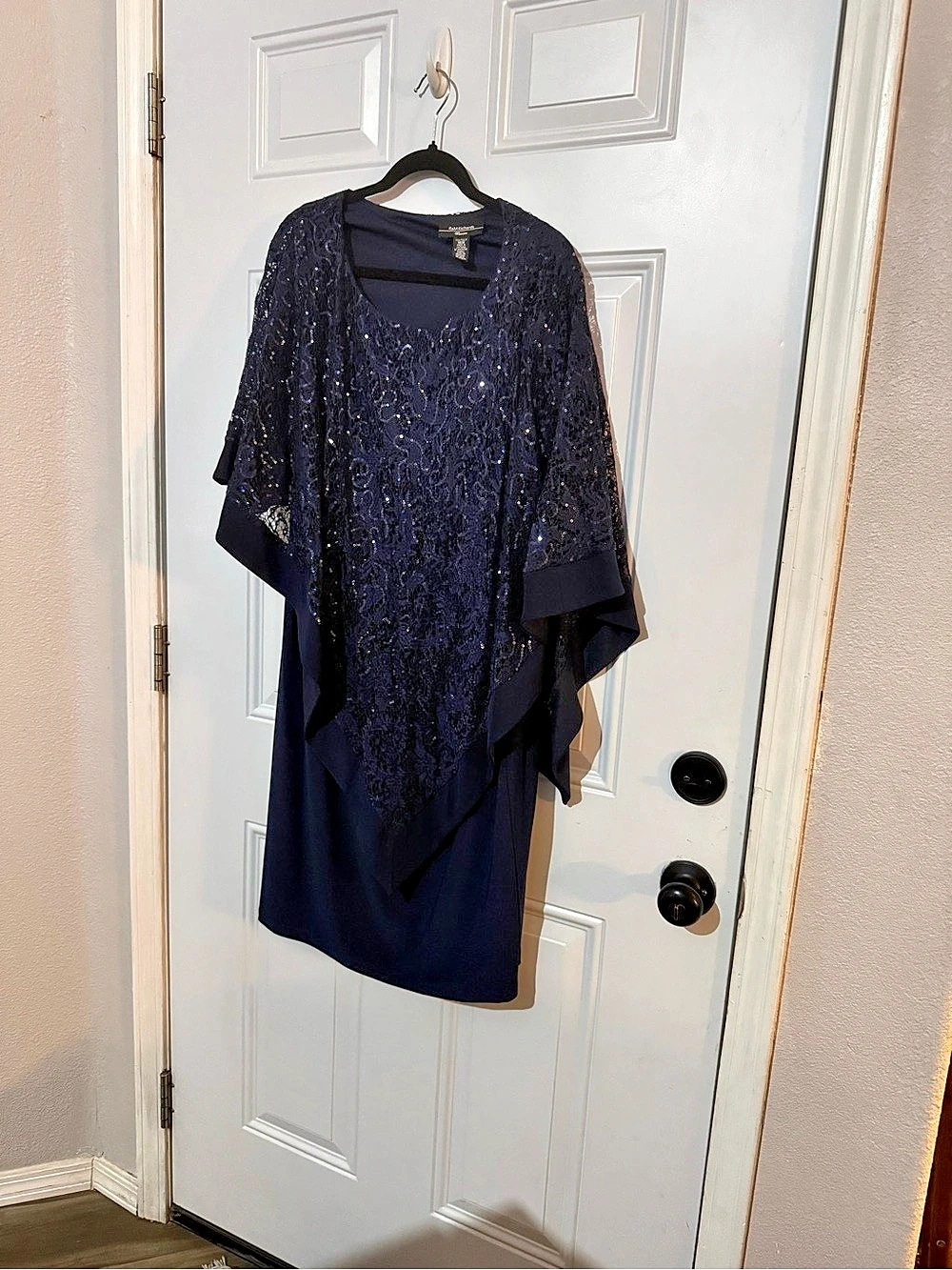 Connected Apparel Black Lace Overlay Midi Dress